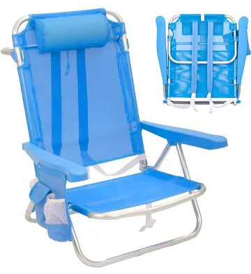 Silla Playa Mochila De 4 Posiciones De Aluminio Y Textileno De alta calidad con su cojín De 61X47X80 Cm