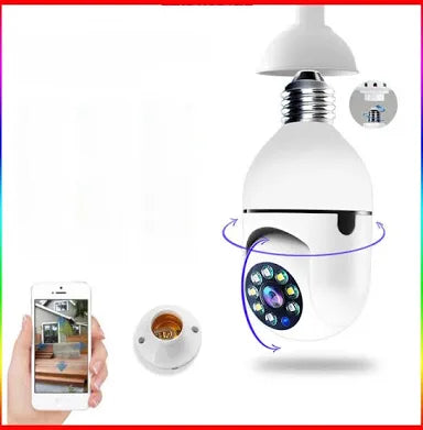 Cámara de vigilancia con bombilla E27, Monitor de seguridad inteligente para el hogar, Wifi, visión