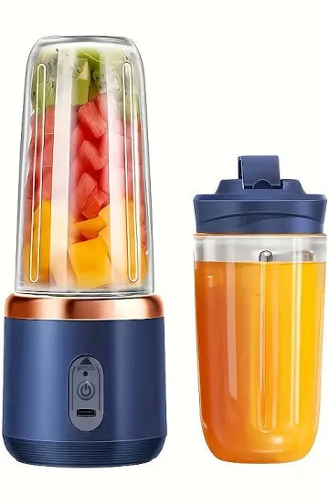 Batidora y Exprimidor Portátil para Exterior 2 en 1 - Carga USB, Incluye 6 Aspas y Doble Vasos, Licuadora Batidora de vaso portatil,Batidora