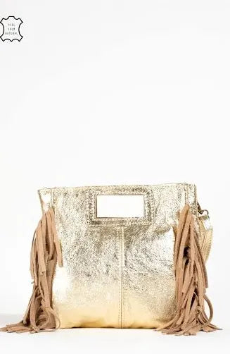 BOLSO flecos SOCLIN - ORO cuero