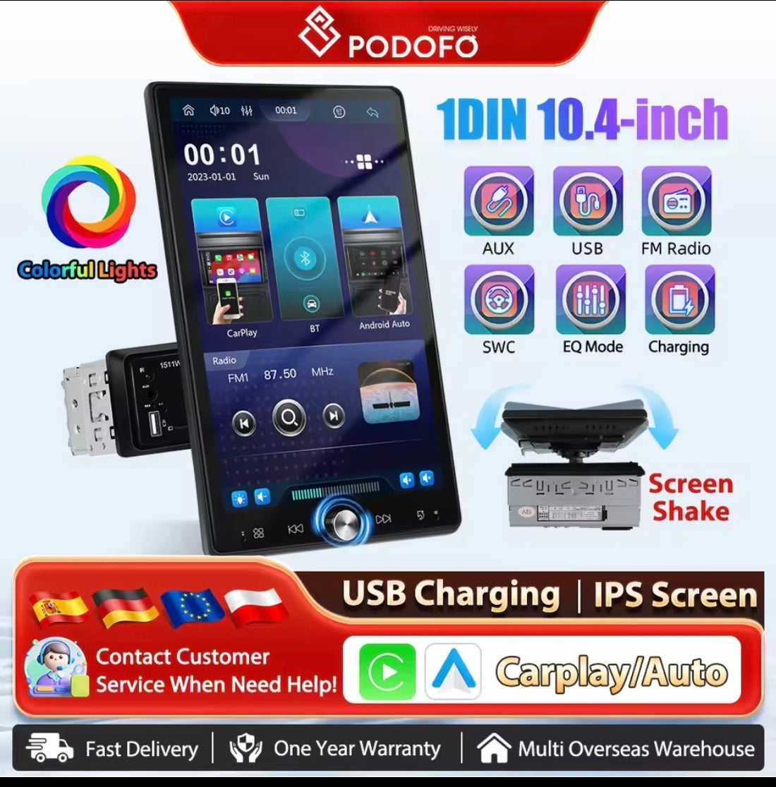Pantalla de techo vídeos wifi bluetooth música AHD cámara GPS carplay