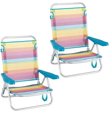 Silla Playa Mochila De 4 Posiciones De Aluminio Y Textileno De 61X47X80 Cm