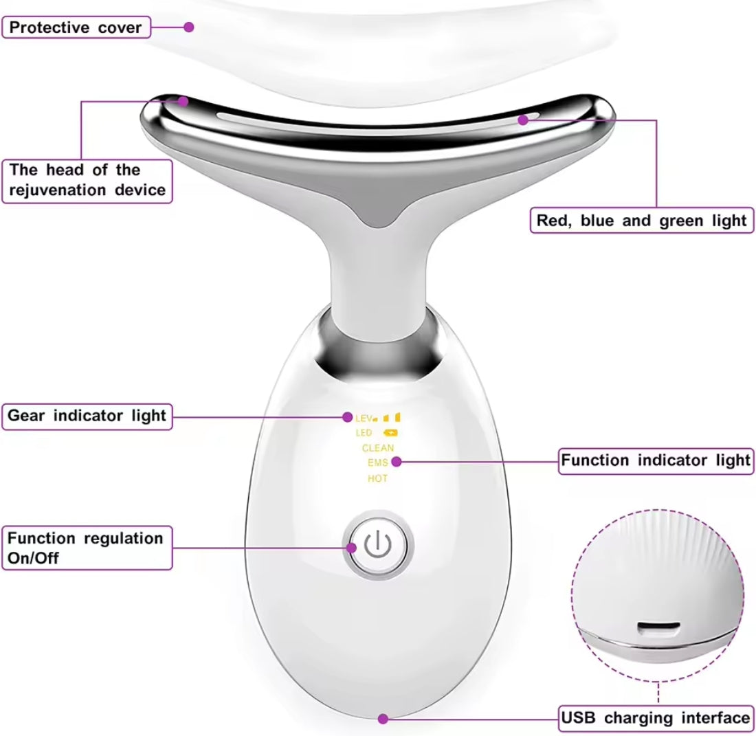 Masajeador facial tres modos de luz eléctrico belleza LED