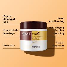 Mascarilla colágeno natural 🤩Karseell Colágeno Mascarilla Pelo 500ml, Maca Esencia