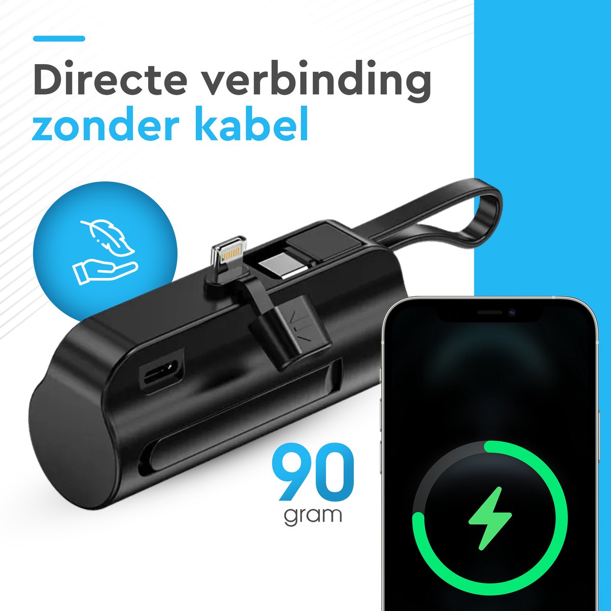 Pawer bank tipo c y vale para iPhone android dé 6000mah