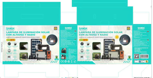 Radio 📻 con blaca solar linterna entrada USB entrada para tarjeta memoria foco grande con tres bombillas y con cable para cargar móviles