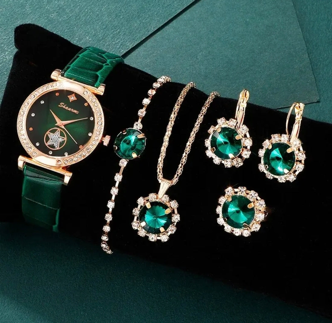 Conjunto de mujer reloj pulsera collar pendientes viene en una bolsita