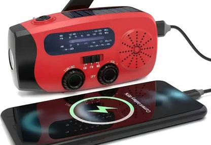 Radio dé emergencia con manivela solar recargable 2000mwh con linterna 🔦 led cargador portátil