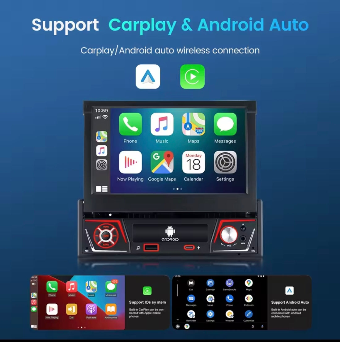 Radio pantalla car play Android auto bluetooth wifi GPS dé buena calidad precio barato