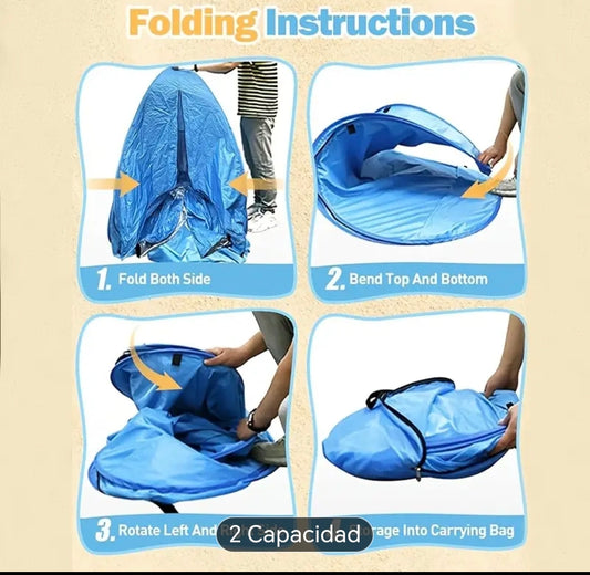 Carpa playa, tienda Playa accesorios, Tienda de Playa Portátil Ligera y Duradera que Te Protege del Sol - ¡ Protección UV UPF 50 la medida en la foto