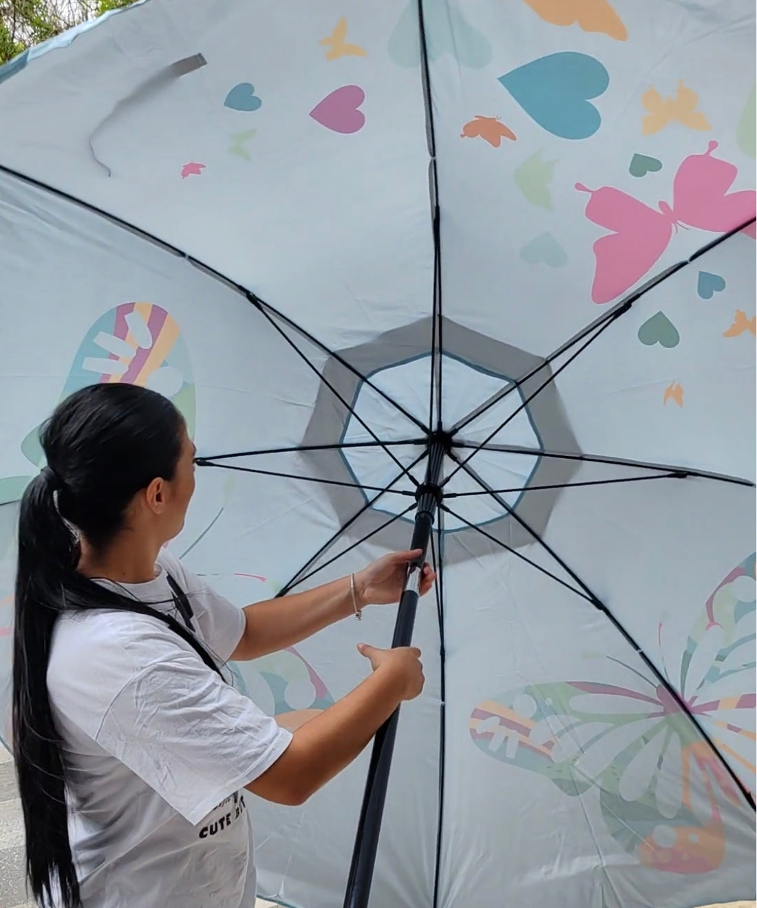 Sombrilla aluminio con protector solar barritas de silicona de buena calidad medida 220cm