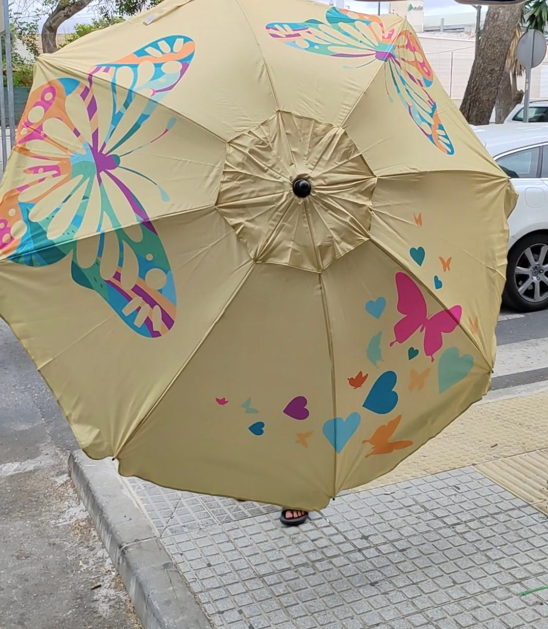 Sombrilla aluminio con protector solar barritas de silicona de buena calidad medida 220cm