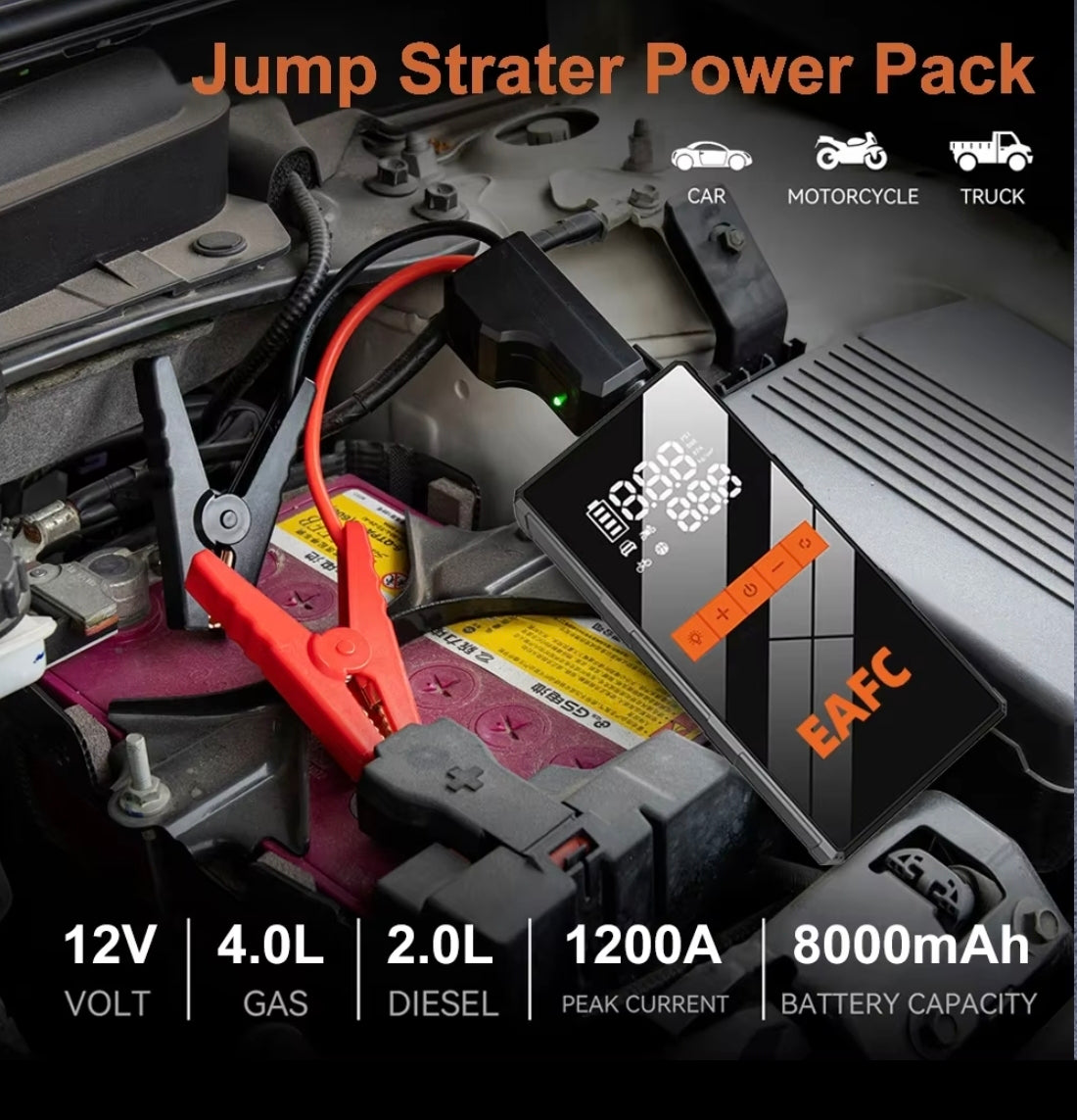 Nueva bomba de aire de 150PSI, potenciadores de emergencia para batería de coche, 1200A, arrancador de batería de coche, banco de energía, dispositivo de arranque portátil, arrancador de coche