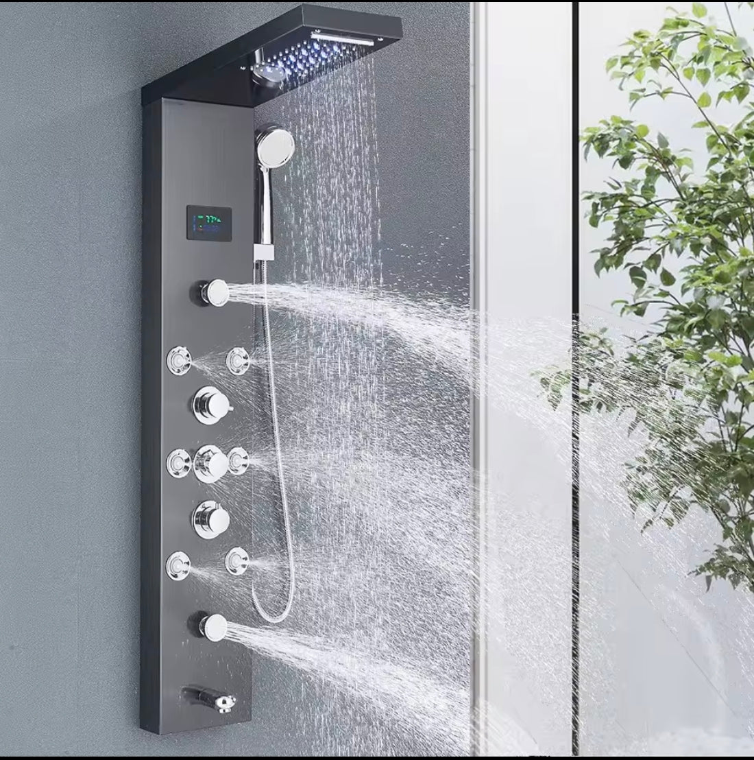 Columna de Ducha Hidromasaje Negra, Columna de Ducha Hidromasaje Multifuncional con LED, Sistema de Ducha de Acero Inoxidable para el Baño.
159,00 € con el envío 169€
Sin coste