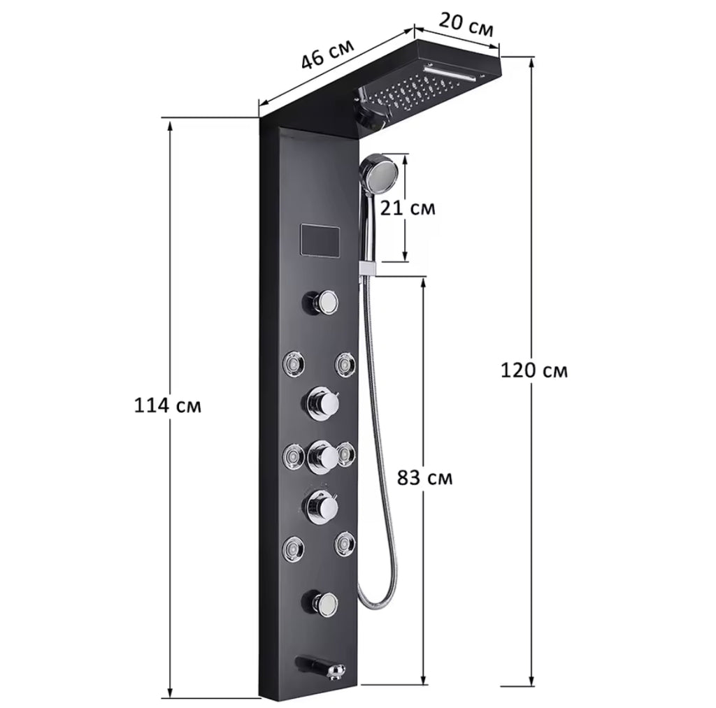 Columna de Ducha Hidromasaje Negra, Columna de Ducha Hidromasaje Multifuncional con LED, Sistema de Ducha de Acero Inoxidable para el Baño.
159,00 € con el envío 169€
Sin coste