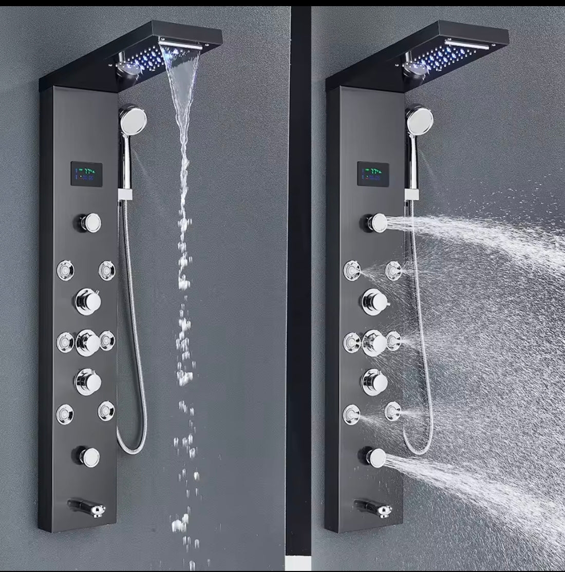 Columna de Ducha Hidromasaje Negra, Columna de Ducha Hidromasaje Multifuncional con LED, Sistema de Ducha de Acero Inoxidable para el Baño.
159,00 € con el envío 169€
Sin coste