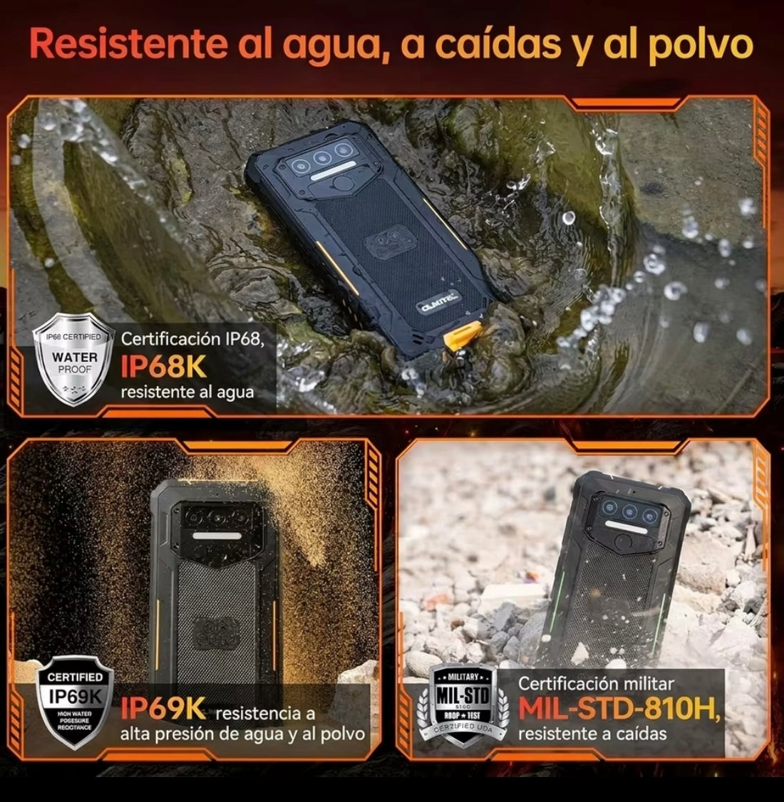Móvil resistente al agua para trabajo es un móvil pasante fuerte