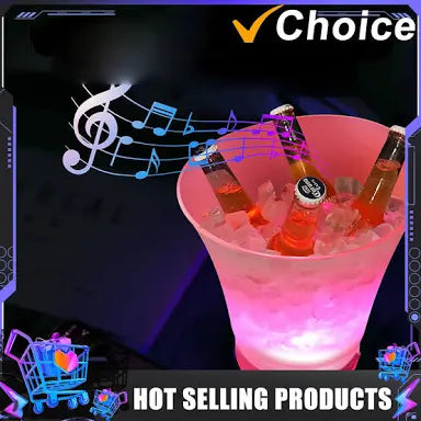 Cubetera Con Altavoz Bluetooth, cubo de hielo de plástico portátil de 7L de capacidad con sonido de luz LED