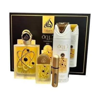 Set de regalo perfume Tharwah Gold EDP para hombres y mujeres de Lattafa
50,00 €
Sin coste