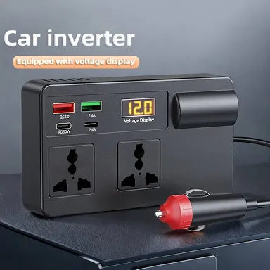 Inversor de corriente 12v a 220v 12 a 220 para coche, Inversor de Coche 12V-24V Convertidor de Energía Universal con, Campers accesorios, USB y c