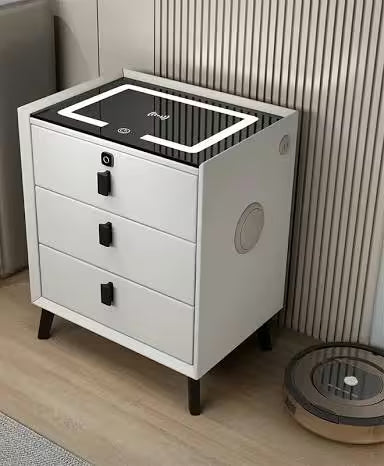 Mesa de noche moderna con altavoz 🔊 bluetooth música 🎵🎼 cargador inalámbrico