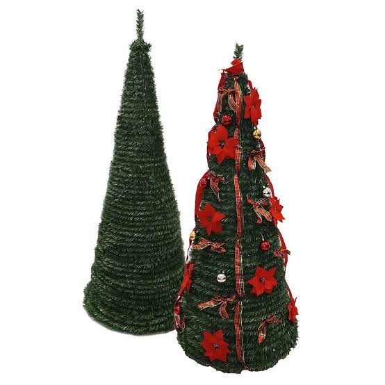 Árbol de Navidad plegable liso viene sin nada 1.50 fácil de guardar muy bonito