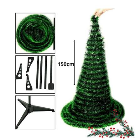 Árbol de Navidad plegable liso viene sin nada 1.50 fácil de guardar muy bonito