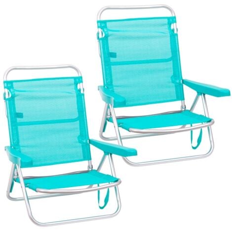 silla+playa+verde echa para atrás como si fuera cama 🛏️ con su hasa para cogerla aluminio muy cómodas