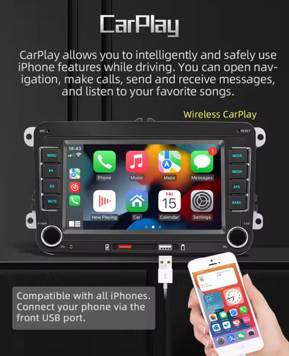 radio pantalla car play Android GPS entrada USB bluetooth Wi-Fi  cámara Volkswagen Seat Skoda