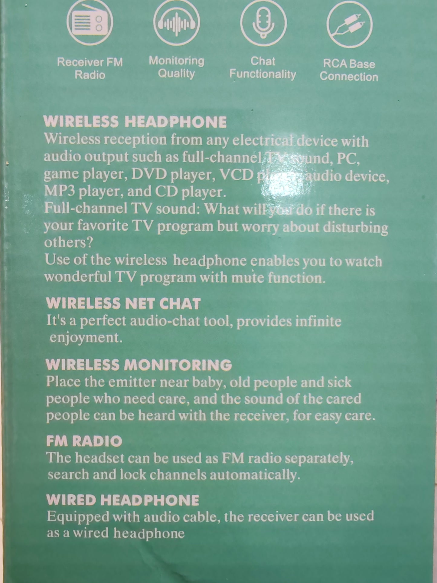 Casco inalámbrico TV 📺 receiver radio Fm 5en 1