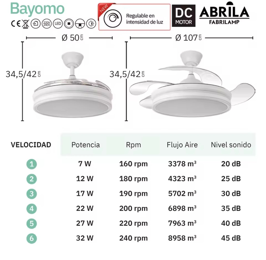 Ventilador de techo con 4 aspas 6 velocidades tres modos de luz 🚥 blanco amarillo natural 👌 con mando de una gran selección en la tienda soufiane bazar