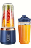 Batidora y Exprimidor Portátil para Exterior 2 en 1 - Carga USB, Incluye 6 Aspas y Doble Vasos, Licuadora Batidora de vaso portatil,Batidora