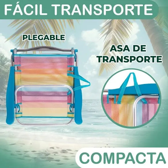 Silla de aluminio echa para atrás igual como una cama 🛏️ 🛏️ 4 posiciones