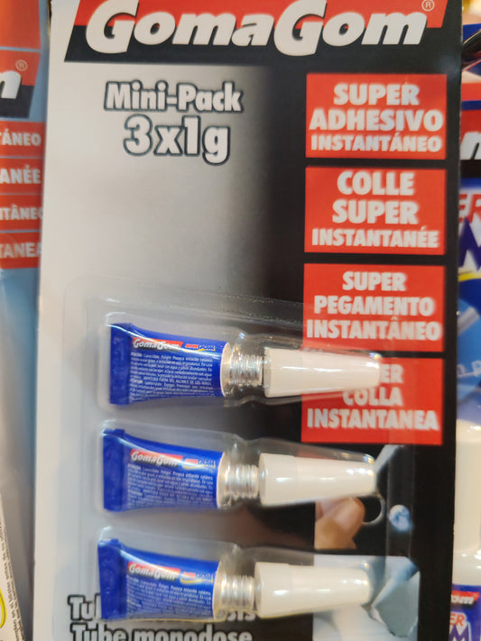 Pegamento mini pack 3x1g super adhesivo instantáneo