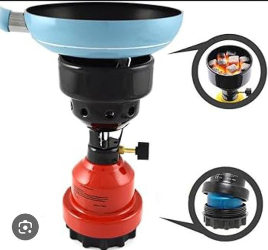 Hornillo Camping Gas, Estufa de Camping, Estufa Exterior del Quemador portátil Plegable Mini Acampar del Horno Cabeza Juego de Utensilios