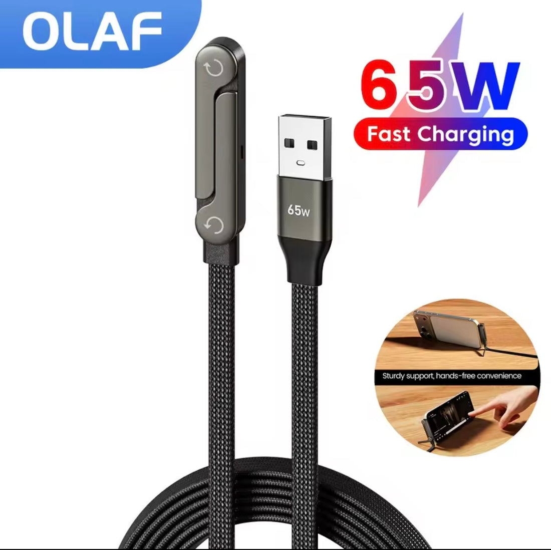 Cable tipo c de carga rápida con soporte para tú móvil 📱