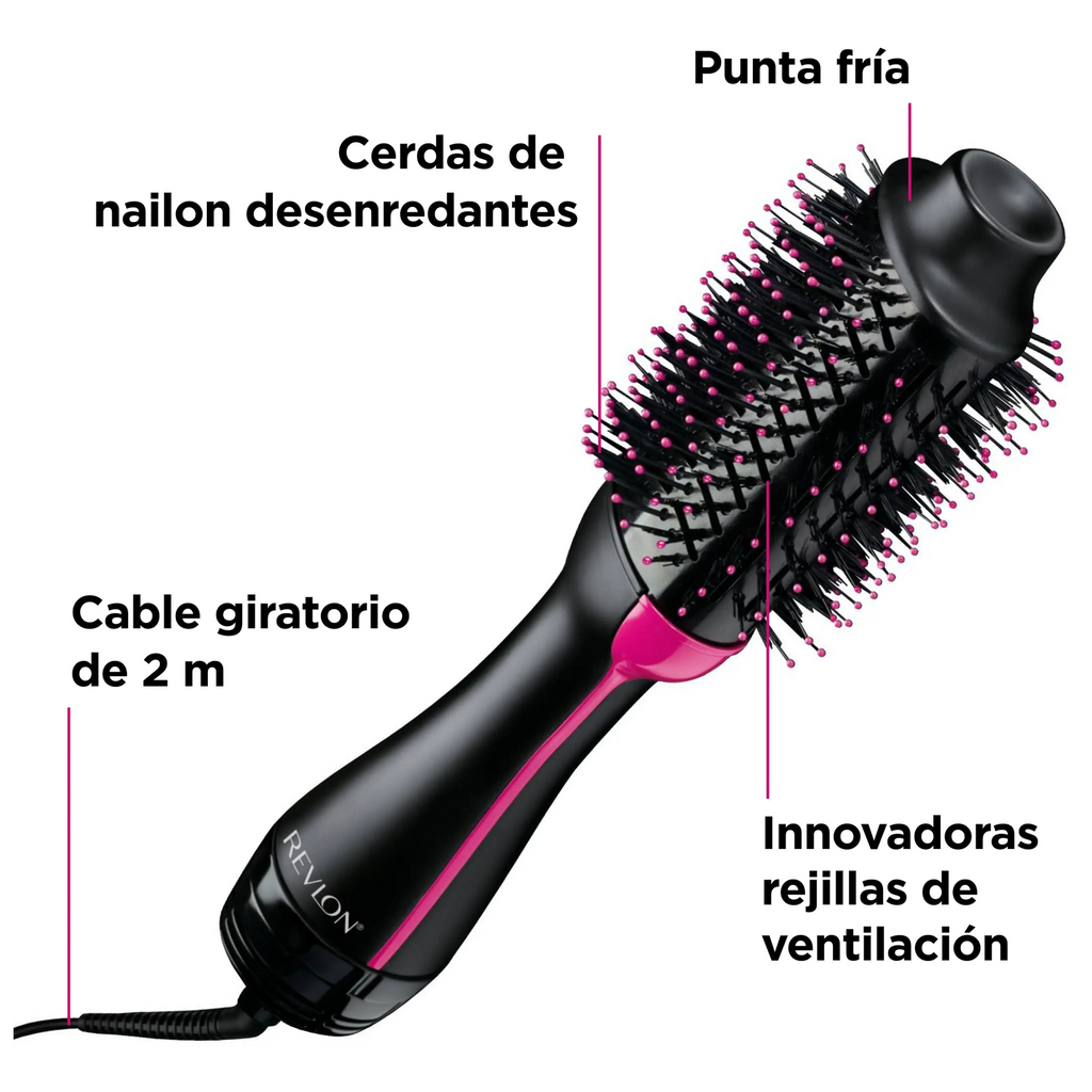 Cepillo de aire caliente, secador y voluminizador de un solo paso, cepillo secador de pelo con generador de iones negativos para alisar y rizar,