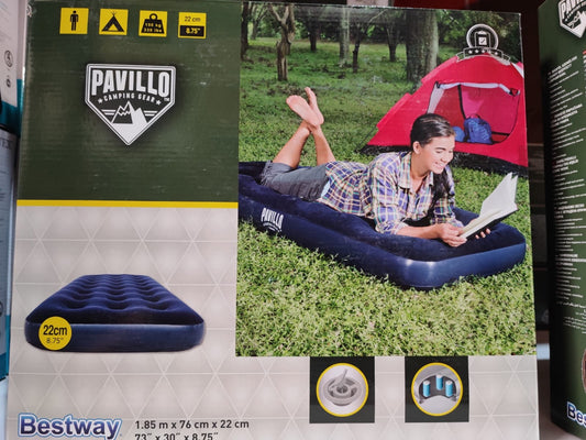 Colchón Hinchable resistente para exterior, ideal para camping., Medidas: 1.37x1,91x22 cm