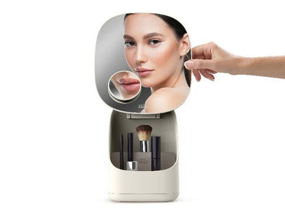 Espejo y organizador de brochas