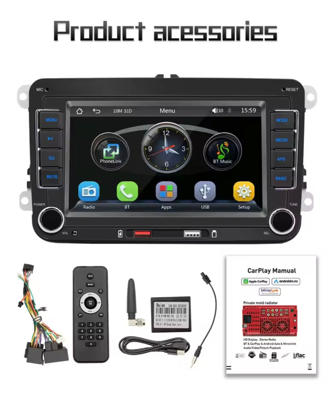 radio pantalla car play Android GPS entrada USB bluetooth Wi-Fi  cámara Volkswagen Seat Skoda