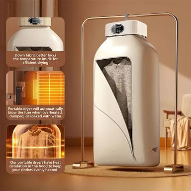 OFERTA
Secadora Portátil Mini con Temporizador para Ropa Delicada, Plegable y Compacta