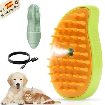 Cepillo Gatos Quitapelo,Cepillo de Vapor 3 en 1 para Gatos,Vepillo de Vapor Autolimpiable,Cepillo de Vapor Multifuncional para Gatos perro 🐶🐕
