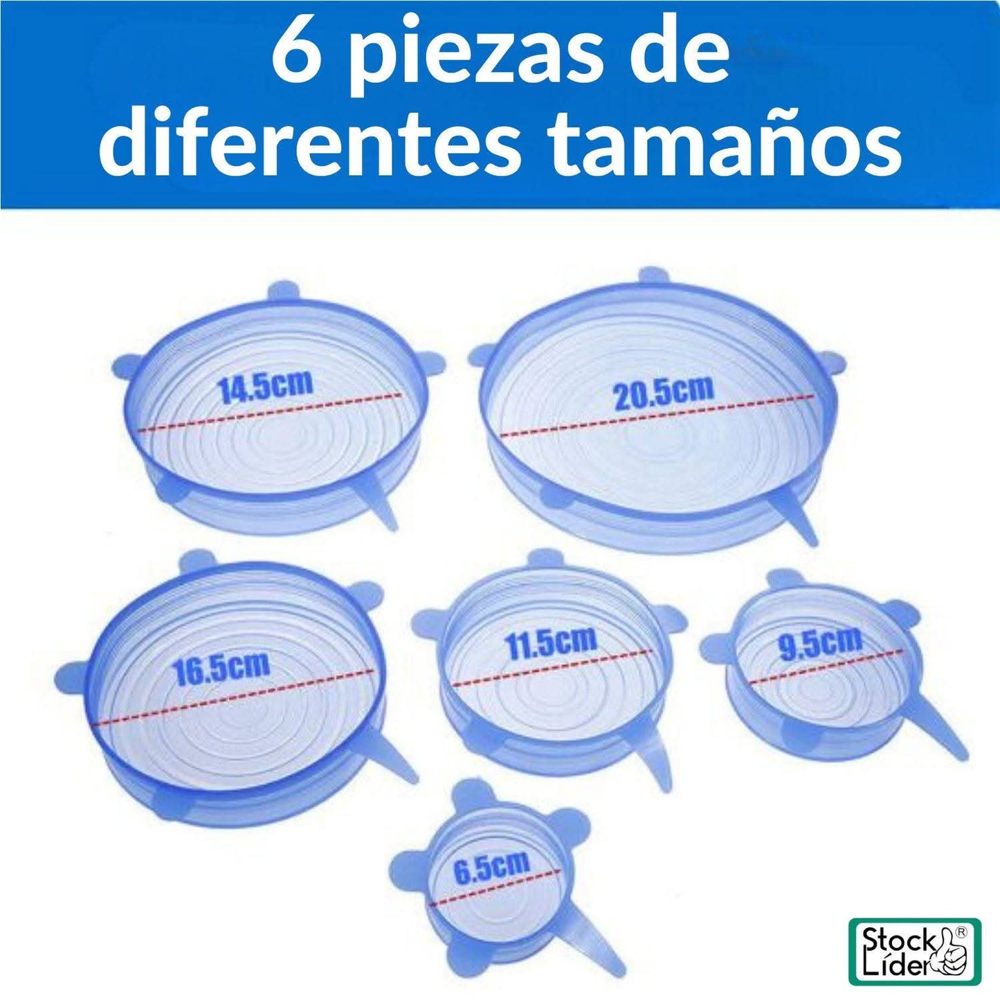 Tapa dé silicona 6 piezas dé diferentes tamaños