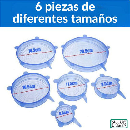 Tapa dé silicona 6 piezas dé diferentes tamaños
