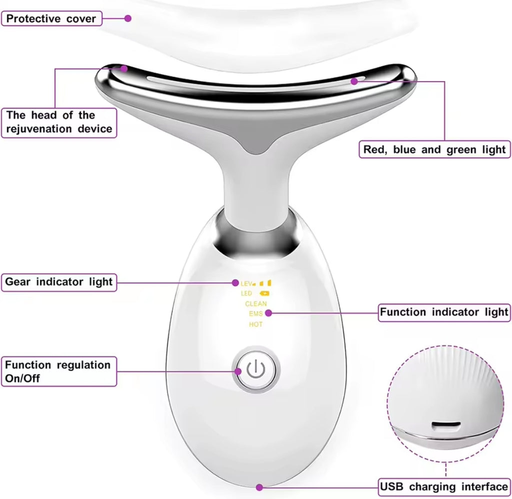 Masajeador facial tres modos de luz eléctrico belleza LED