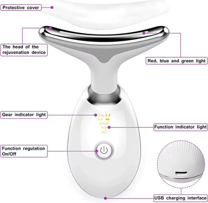Masajeador facial tres modos de luz eléctrico belleza LED