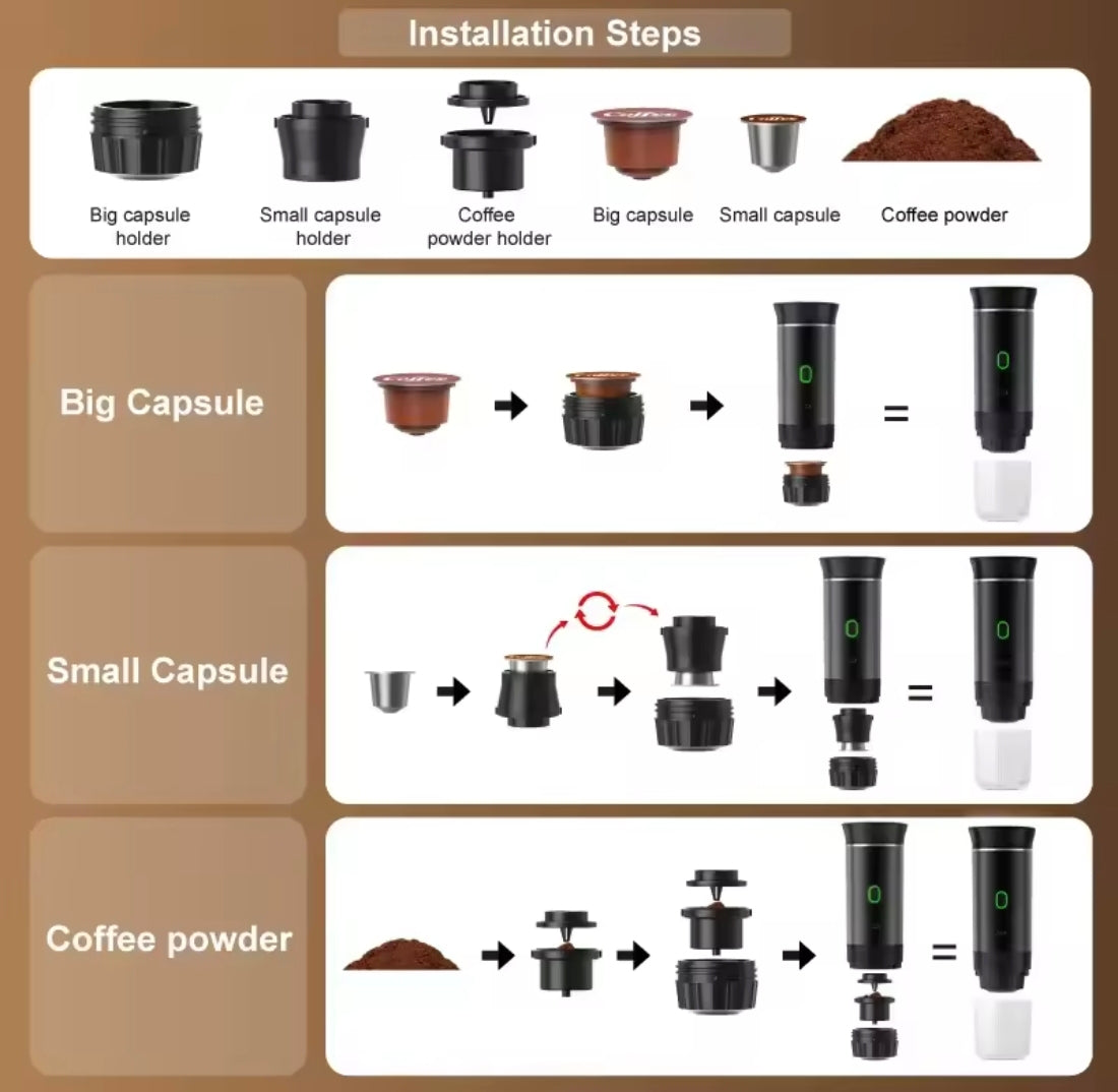 Cafetera portátil inalámbrica cápsulas