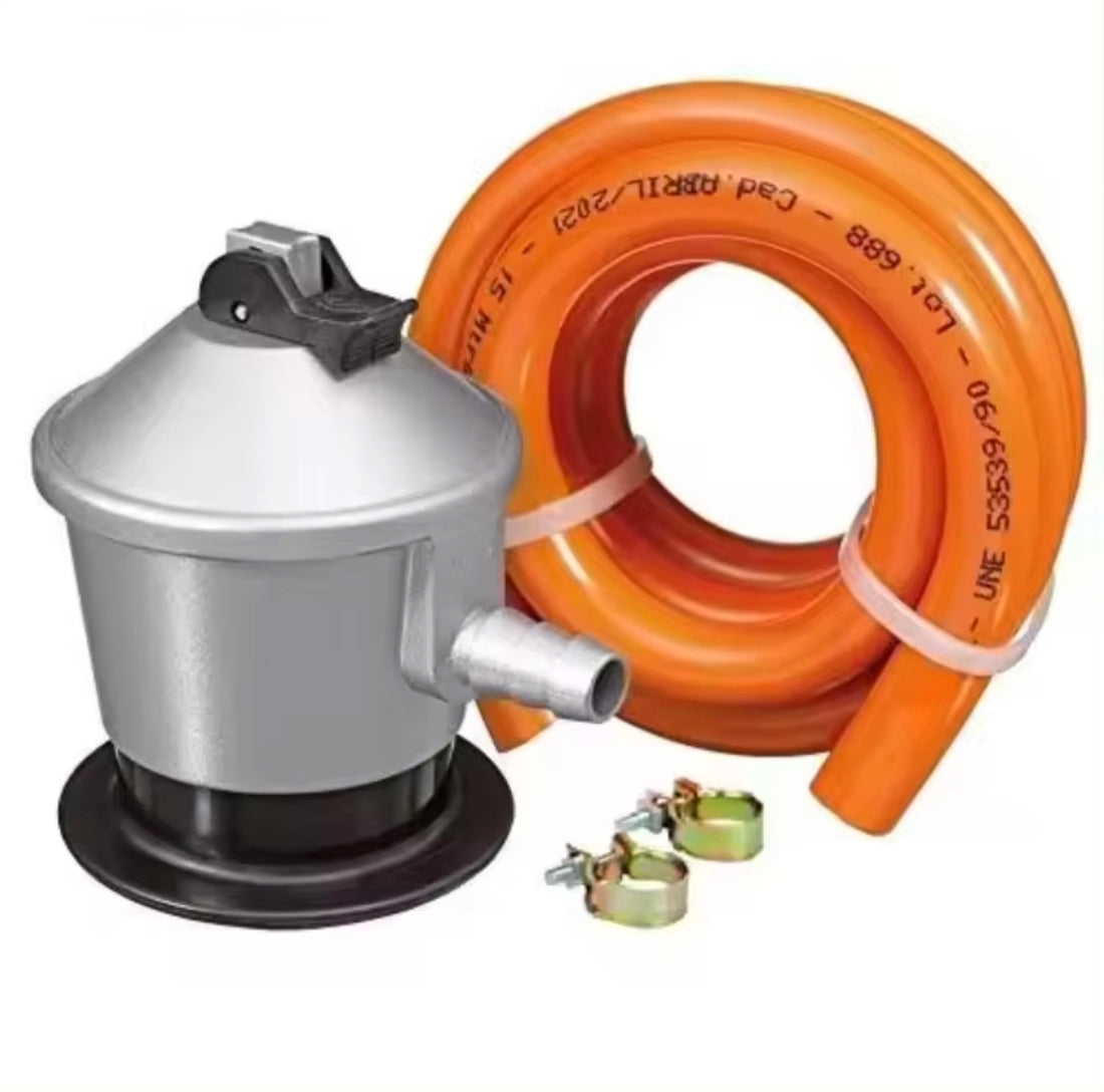 Kit homologado regulador de butano manguera plástica dé seguridad