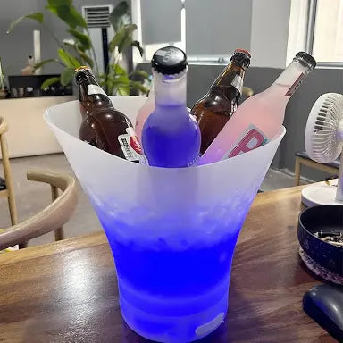 Cubetera Con Altavoz Bluetooth, cubo de hielo de plástico portátil de 7L de capacidad con sonido de luz LED