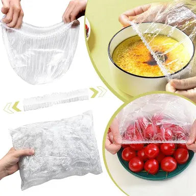 Plástico para tapar alimentos Cubierta desechable reutilizable para alimentos, envoltura de plástico, tapas elásticas duraderas 50 unidades